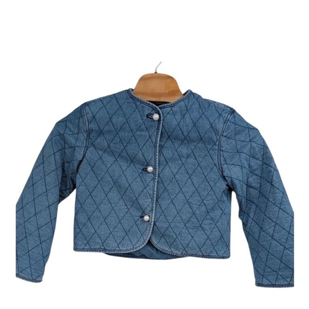 Kate Spade New York x Target Quilted Denim Jacket Cropped Button Front Women XS